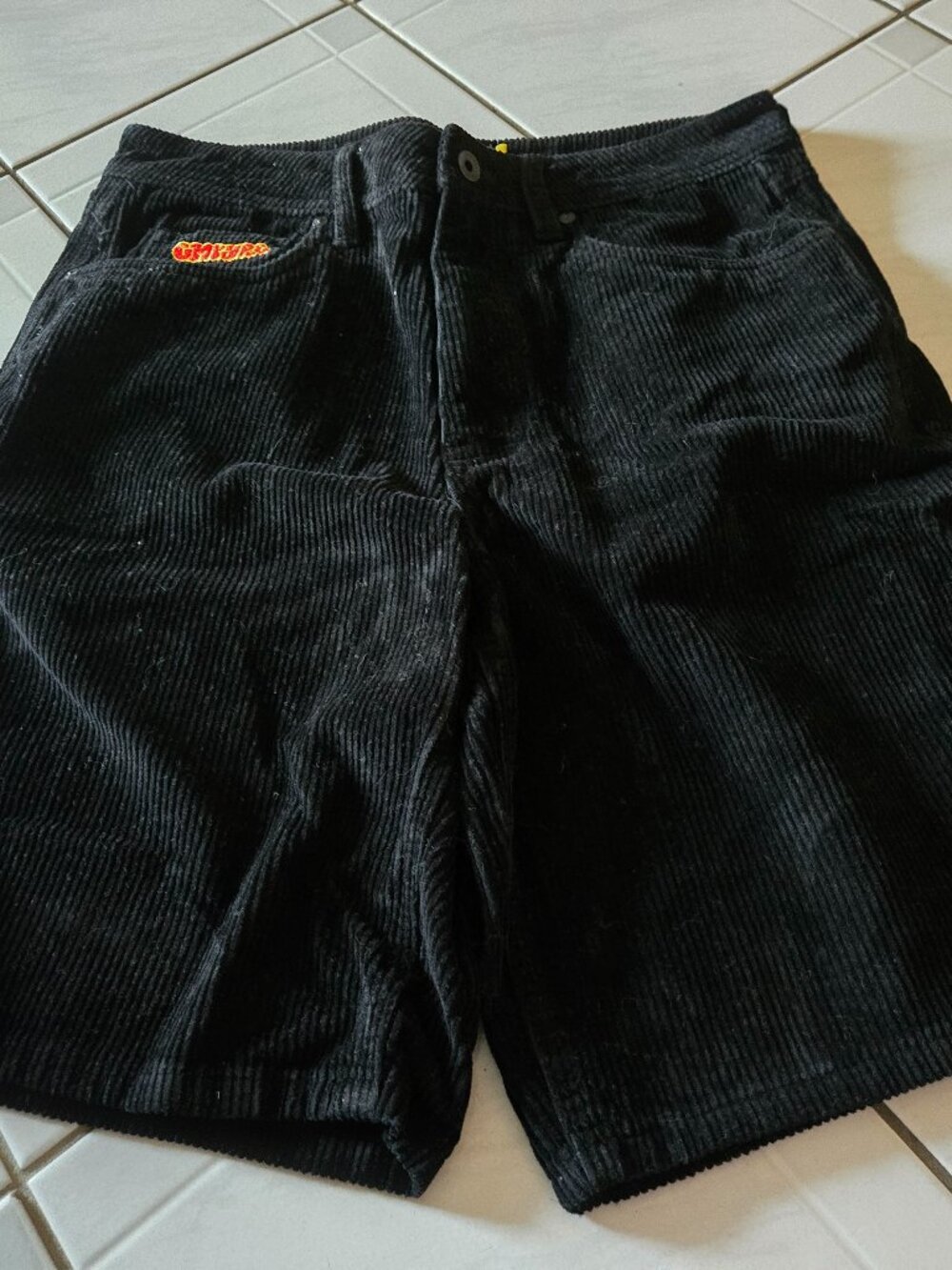 Empyre Corduroy Loose Fit Skateboard Y2K Shorts Black 30